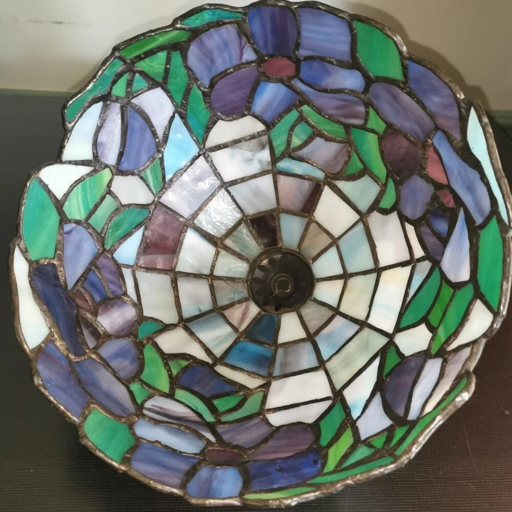 Tiffany Style Stain Glass Lampshade Purple & Blue 9
